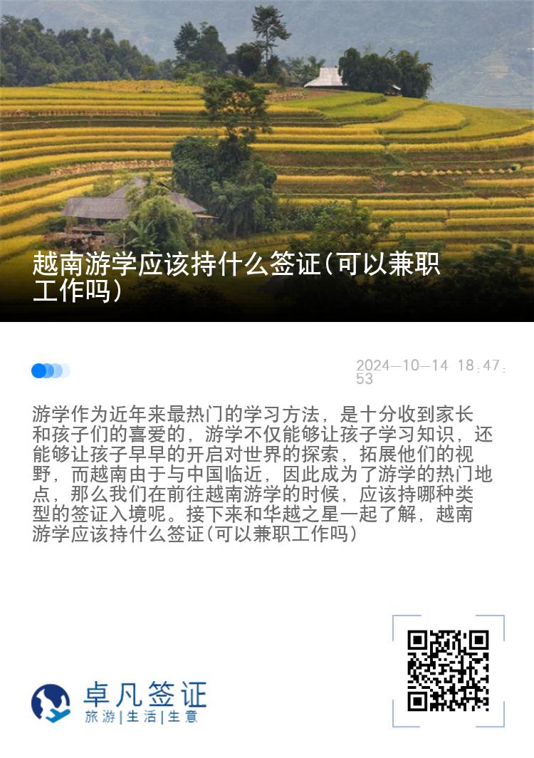 越南游学应该持什么签证(可以兼职工作吗)