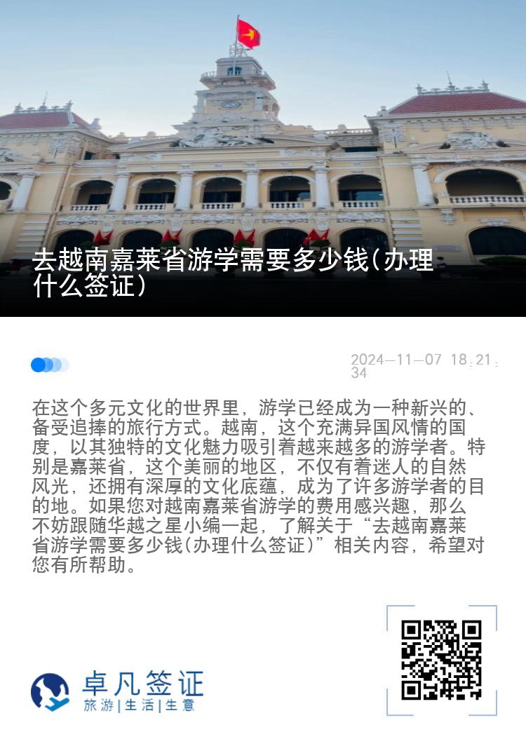 去越南嘉莱省游学需要多少钱(办理什么签证)